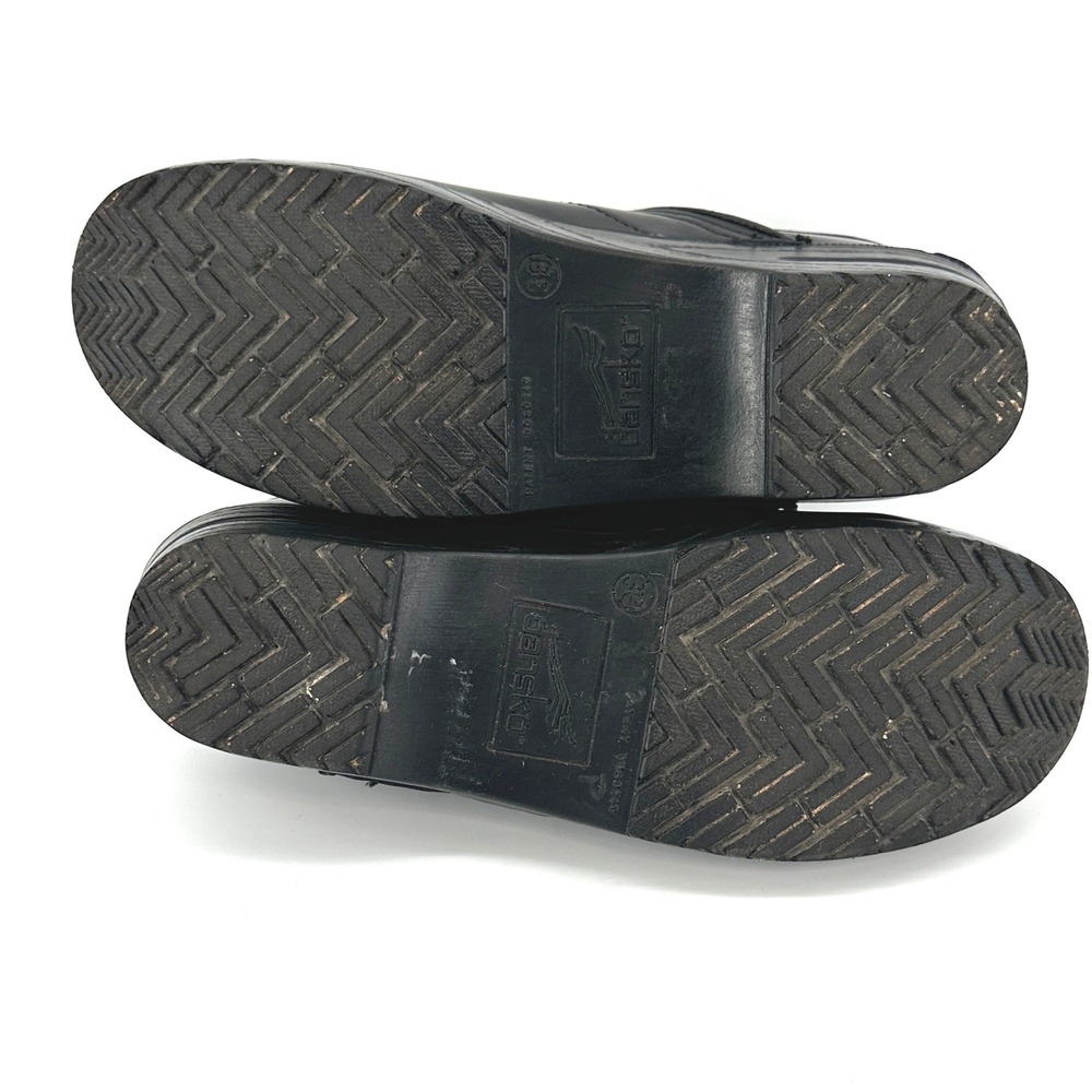 Dansko Professional Clogs Women 39 8.5-9 US Black Leather Solid Comfort Slip On - Picture 6 of 8